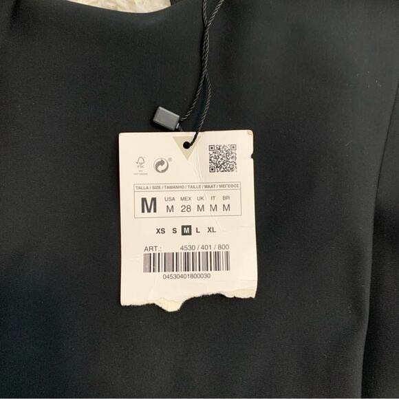 New with tags Zara Long Sleeve Scallop Open Back Crop Top Women’s Medium - Picture 8 of 8